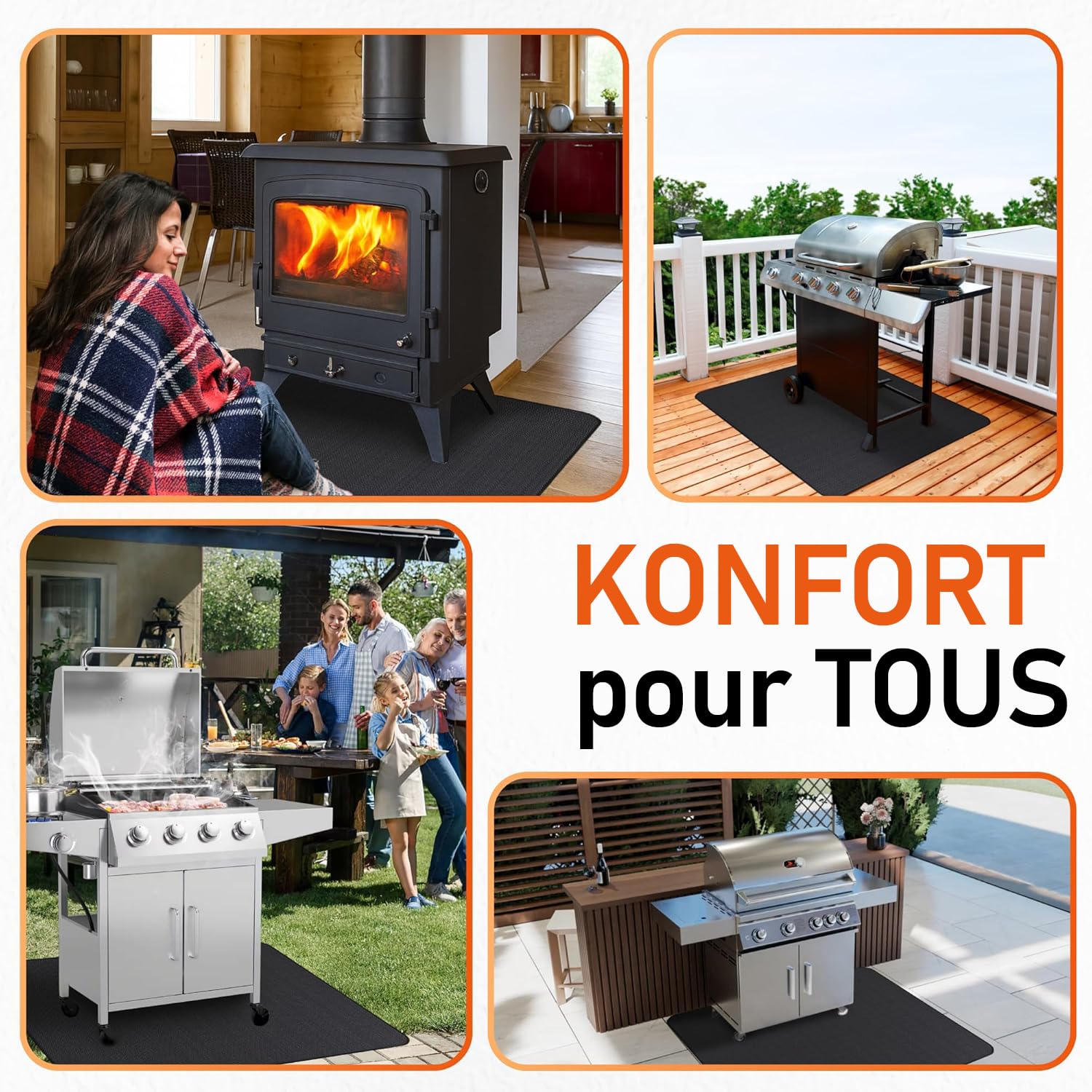 100x150cm Tapis Barbecue Sol Ignifuge imperméable Anti-Huile | Tapis protection extérieur BBQ, camping, patio - Anti-étincelles, anti-graisse, résiste intempéries - Facile nettoyer