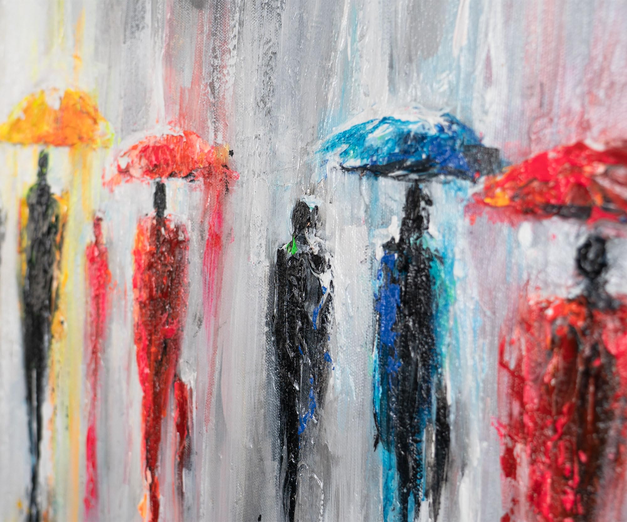 Abstrakte Acryl Gemälde auf Leinwand handgemalt Wandbild 115x50 cm farbenfroh modern Wohndekor