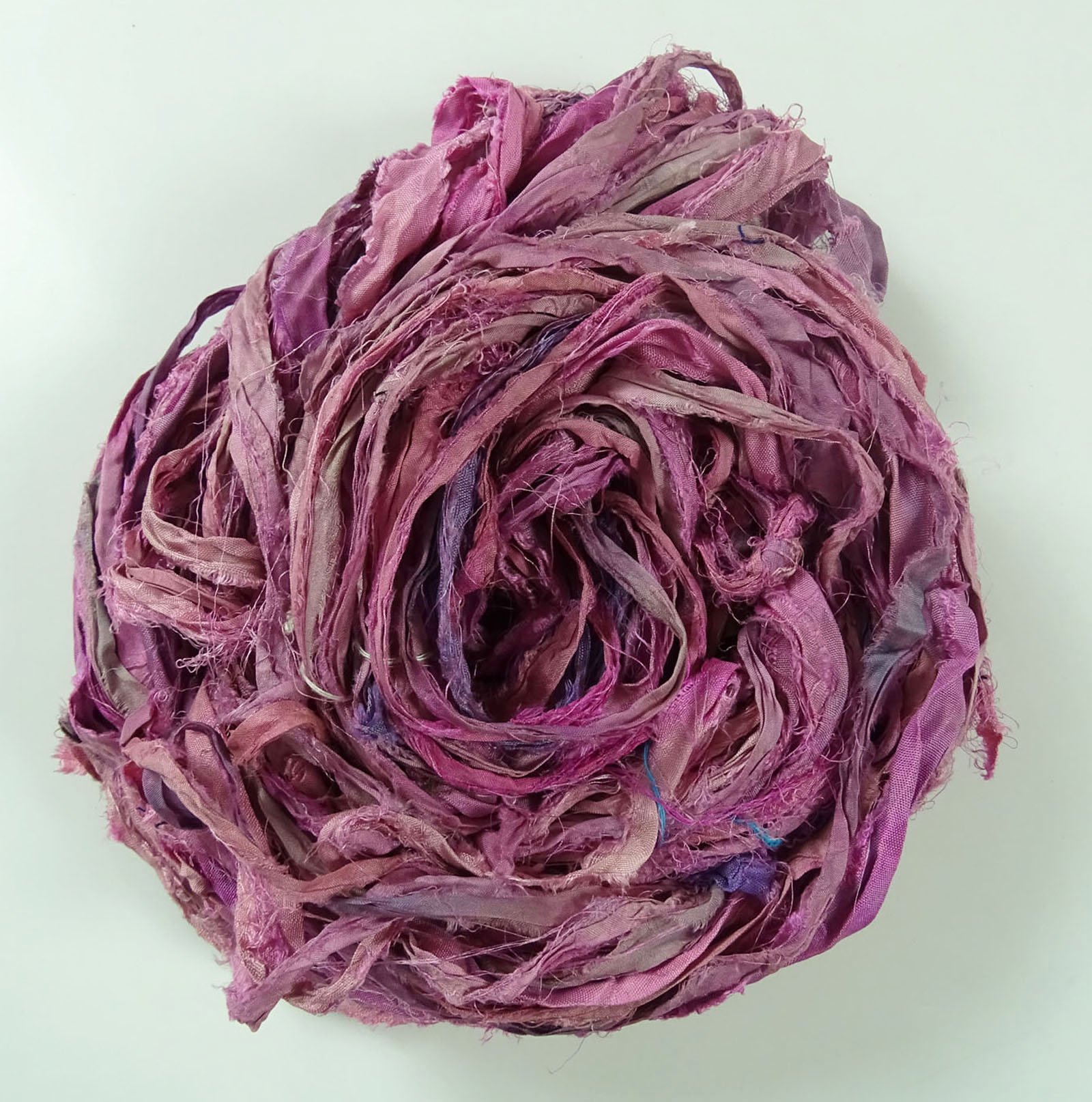Vintageandyou 100g Recycled Sari Silk Ribbon Yarn, Jewelry Making Trim - Blush Mix, 10mm to 20mm (Width) x 50 to 60 Yards (Length) - Image 3