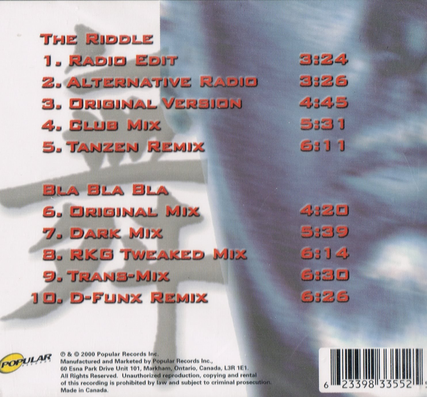 Riddle (3 Mixes) (6 Tracks) (C [Audio CD] D Agostino, Gigi