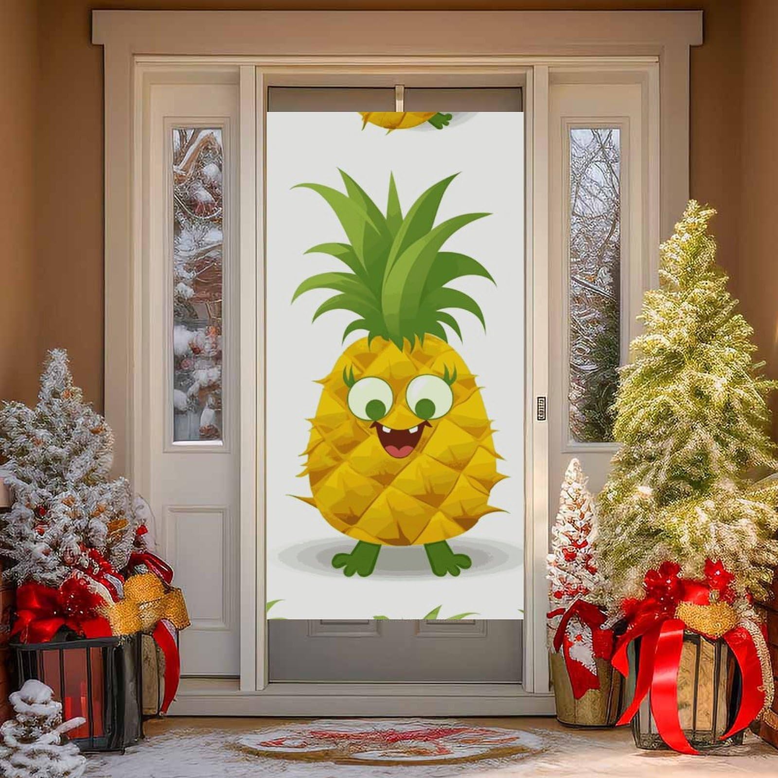 NONHAI Pineapple Door Cover Decoration Welcome Door Banner Porch Sign Photo Background DoorCurtains for Doorway Privacy Window Curtain Porch Cover Indoor Outdoor Decor 70.9x35.4in