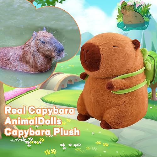 Miniatura 4 de Emoin Capybara - Juguete de peluche con almohada de 13.8 pulgadas con bolsa de tortuga de Capybara, lindo animal de peluche de Capybara, suave color