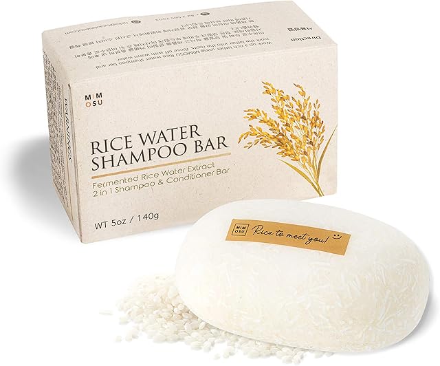 Mimosu Rice Water Shampoo and Conditioner  2 in 1 Fermented Rice Water for Hair Growth Moisturizing Unscented Solid Shampoo Bar, for Dry Damaged - Hair Soap Bars