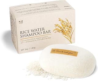 Rice Water Shampoo and Conditioner – 2 in 1 Fermented Rice Water for Hair Growth, Moisturizing, Unscented Vegan Solid Shampoo Bar for Hair, pH Balanced, Eco Friendly, Zero waste, 5oz