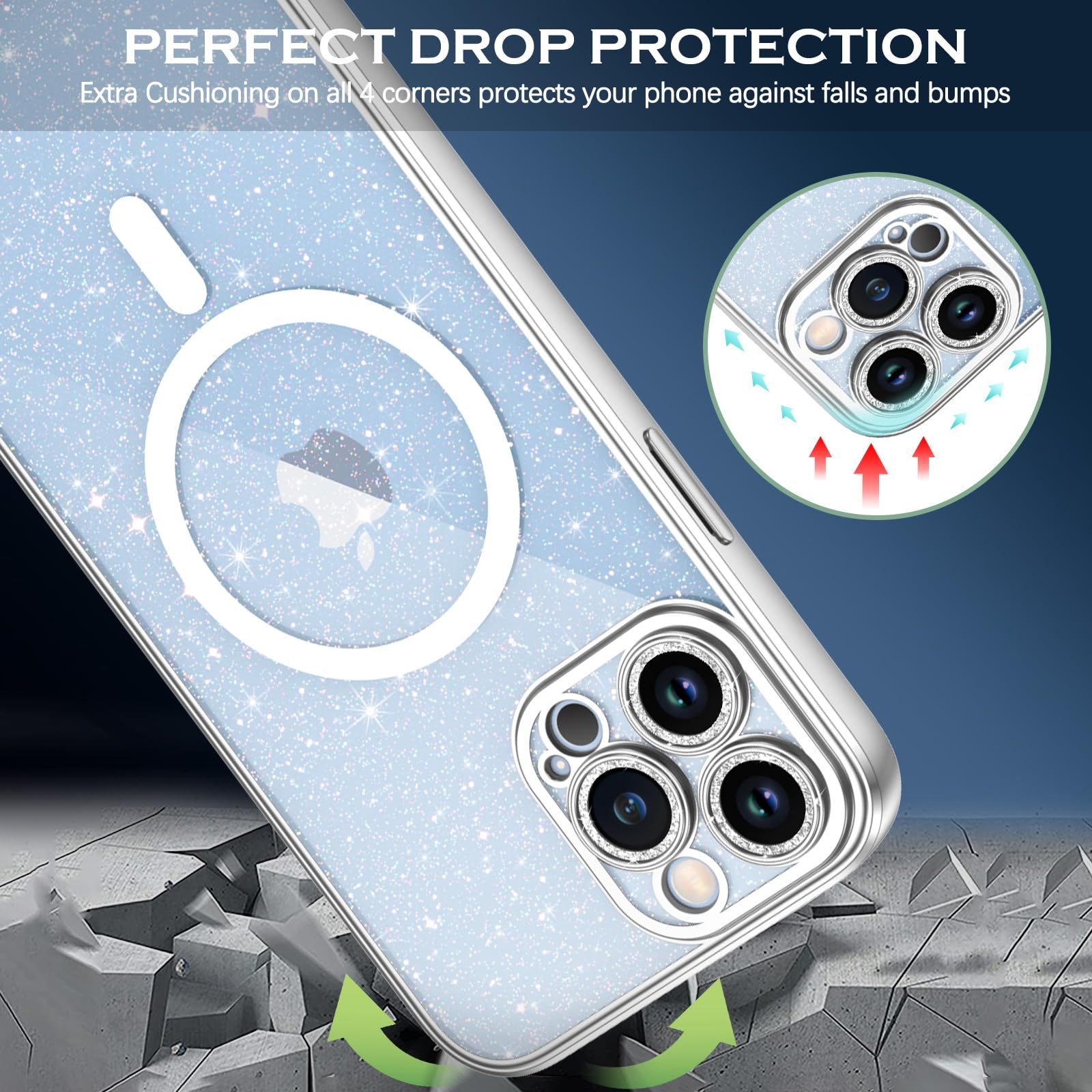Cover waterproof per iPhone 13 Pro Max, Redpepper trasparente bordo nero - Italiano