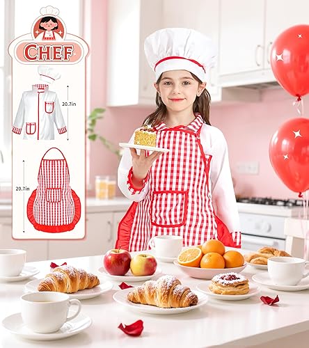 Miniatura 4 de Jeowoqao Conjunto de disfraces para niños, juego de rol para niños, 11 piezas, traje de pirata, chef, trabajador de construcción, disfraz de policía