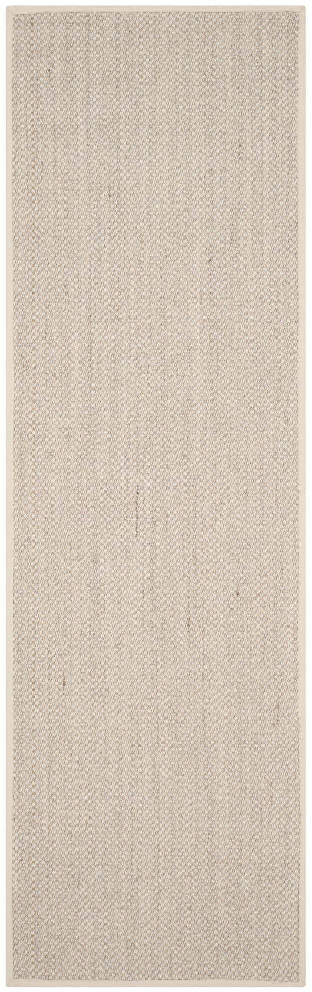SAFAVIEH Natural Fiber Collection Runner Rug - 2'6" x 8', Marble & Beige, Border Sisal Design, Easy Care, Ideal for High Traffic Areas in Living Room, Bedroom (NF143C)