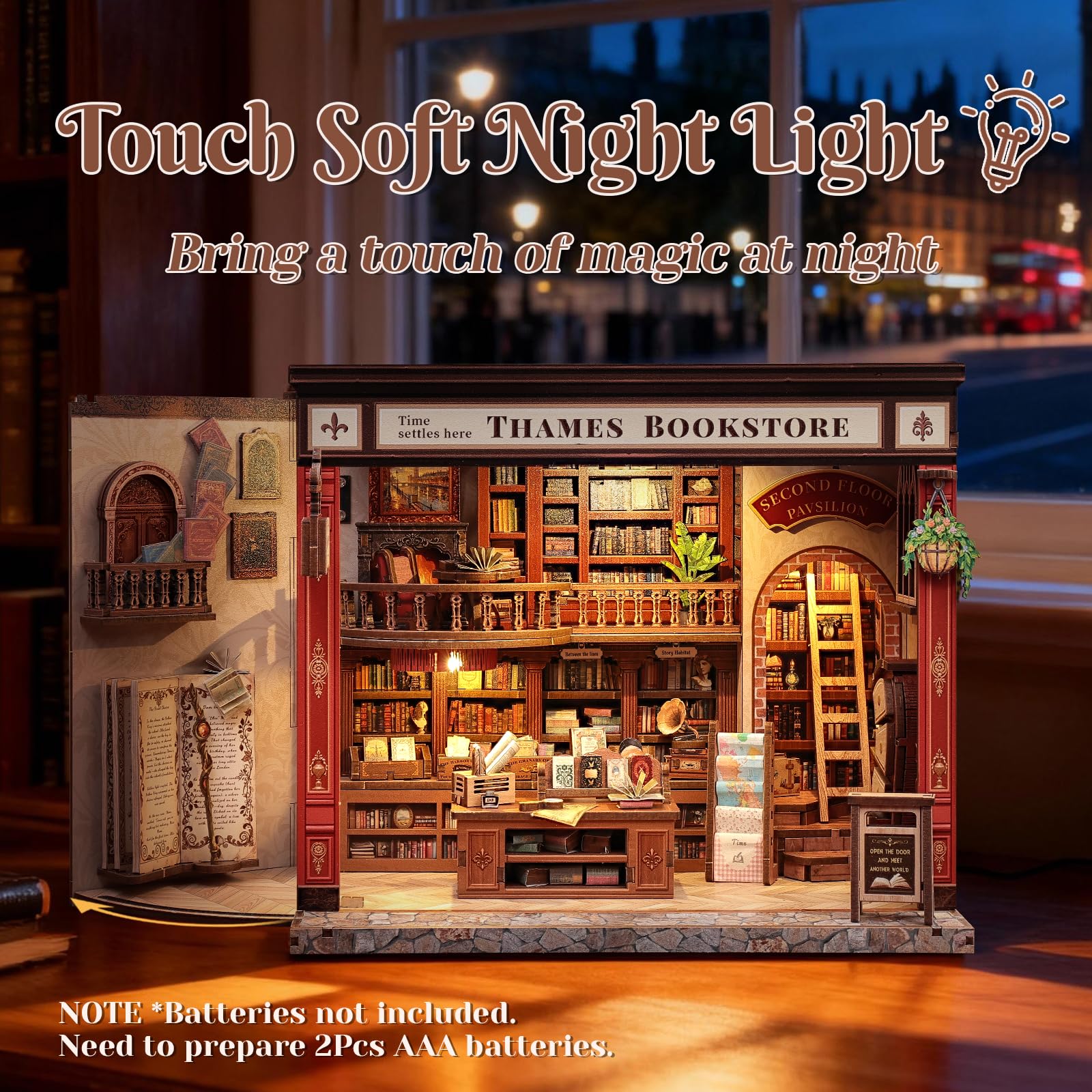 Cutefun Book Nook - Kit DIY casa delle bambole in miniatura, kit per adulti e Decorare per la casa e gli scaffali, il miglior regalo per adolescenti e adulti (THAMES BOOKSTORE)