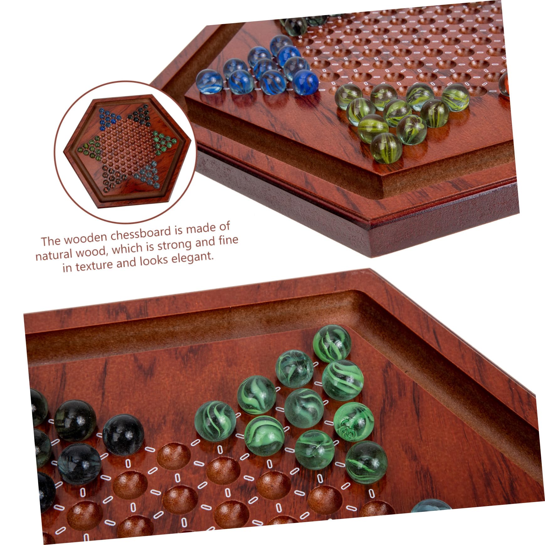 Set 1 Scacchiera Dama Cinese in Legno Naturale Tavolo Esagonale, Gioco Educativo per Bambini per Casa e Scuola, Migliora Pensiero Critico e Coordinazione Mani-cervello