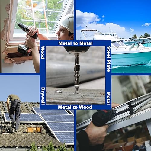 Miniatura 2 de Kit surtido de tornillos autoperforantes de cabeza plana #10, longitud de 12 pulgadas a 1-12 pulgadas, tornillos autorroscantes de acero inoxidable