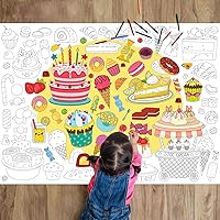 Vista 9 de ZOIIWA Póster para colorear de feliz cumpleaños para niños, hoja gigante para colorear para aula, mantel de cumpleaños grande para pared, páginas
