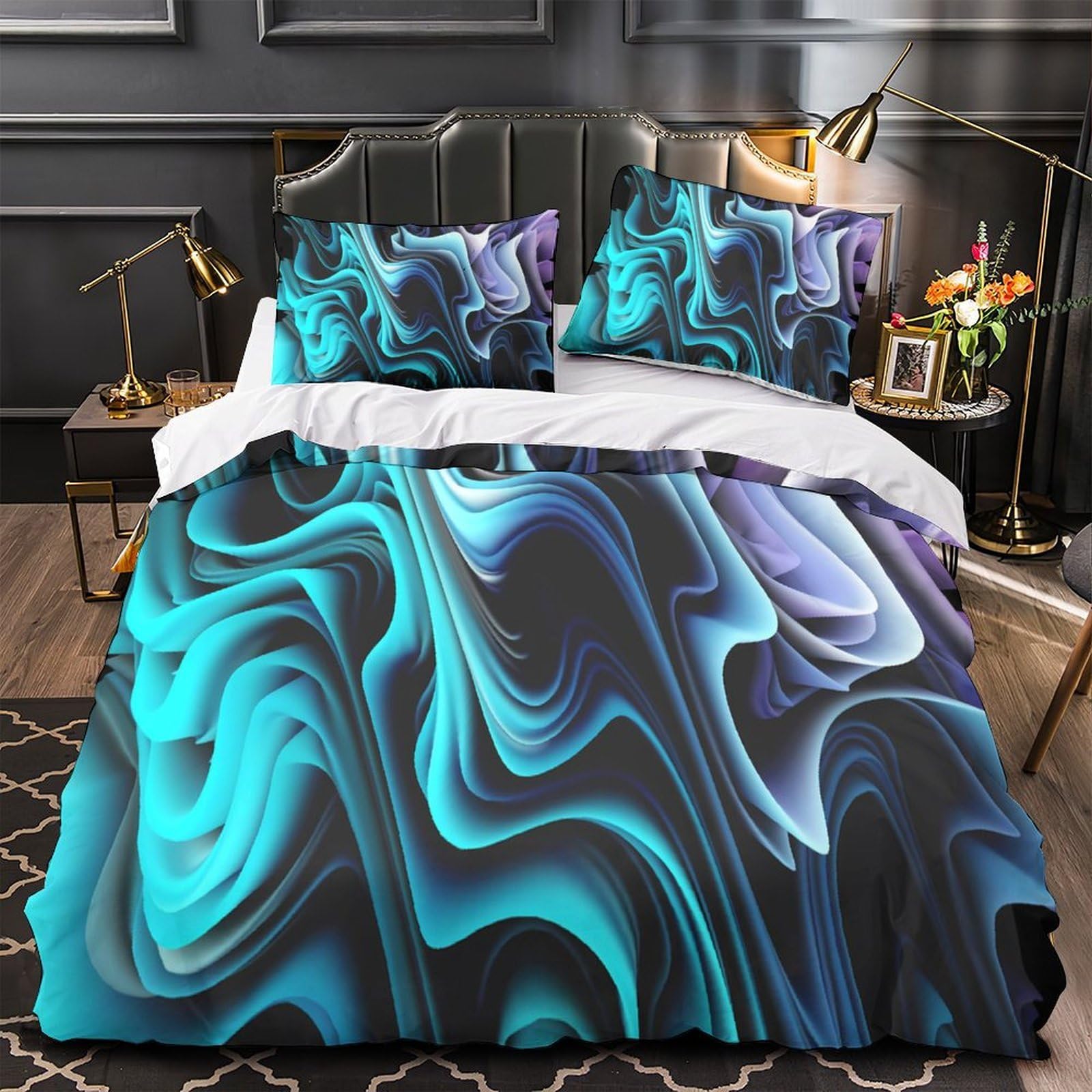 Housse de couette 200x200 fermeture éclair parure lit anti-plis