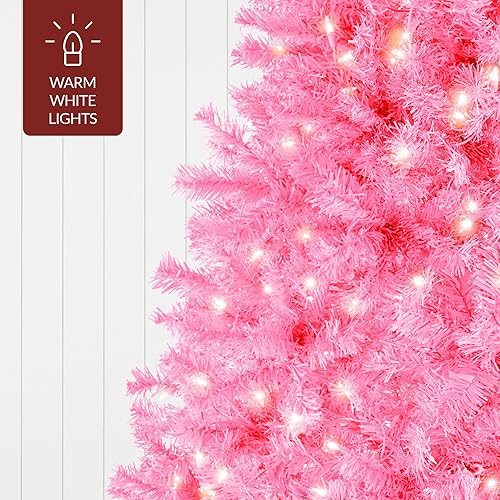 Miniatura 8 de Best Choice Products Árbol de Navidad rosa preiluminado de 7.5 pies, decoración navideña artificial completa para el hogar, oficina, decoración de
