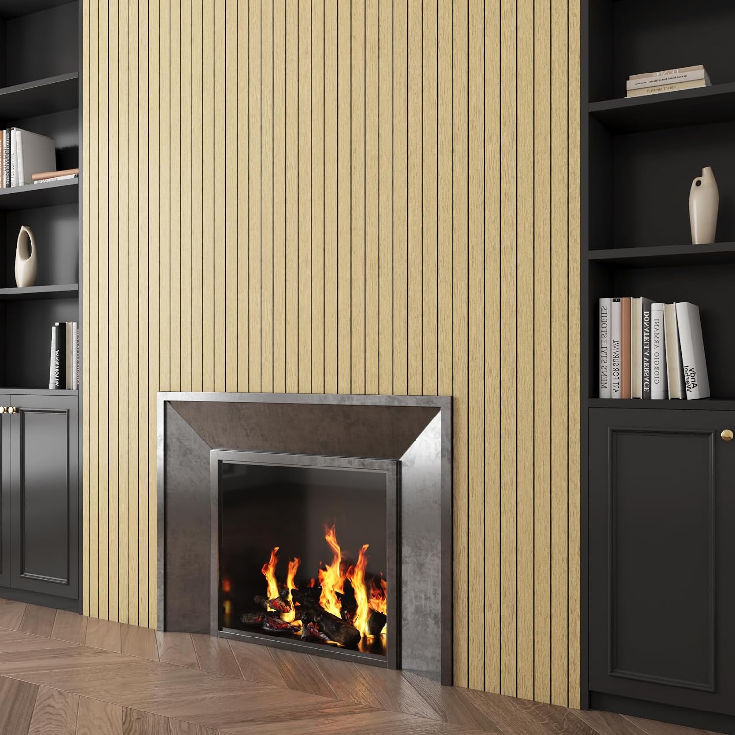 Light Oak Wood Slat Wall Panel Faux Wood Slat Panels Peel and Stick Woods Slats Panels Accent Wall Panel for Walls Ceiling 12x86.6 Inch Light Oak Slats Walls Paneling Stick on Paneling