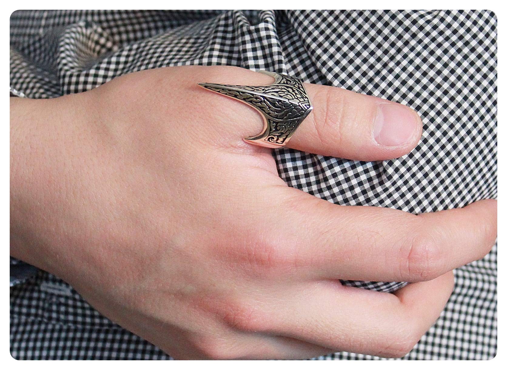 Herren-Ring aus massivem 925er-Sterlingsilber, türkischer osmanischer Bogenschützen-Daumen