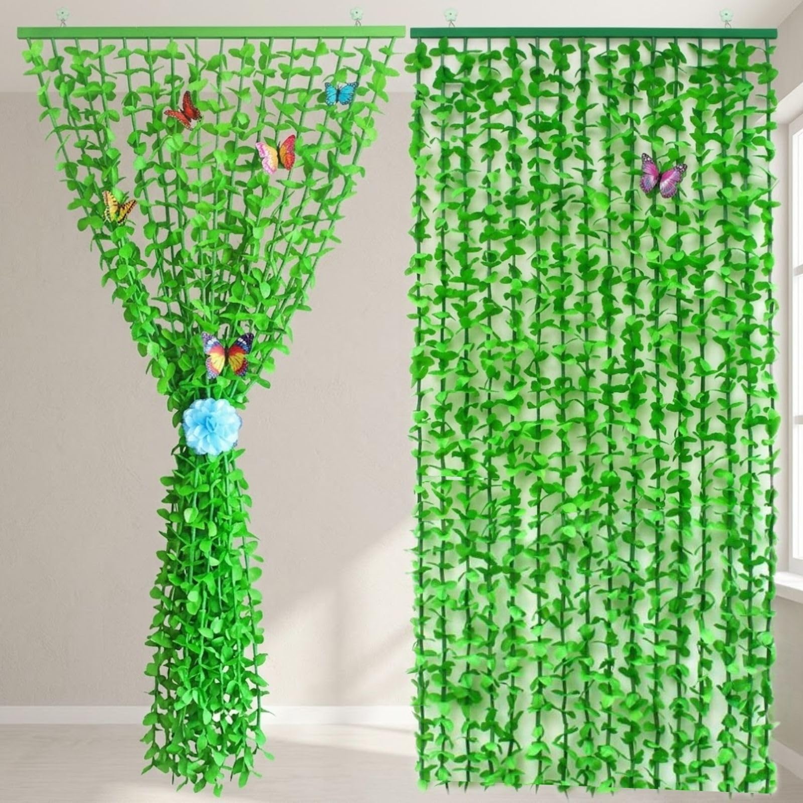 Generico Ghirlanda di Edera Artificiale Piante Finte Tenda a Fili Separatore con Foglie Verdi per Decorazione Pareti Matrimonio Giardino Balcone Ufficio Interni(60x180cm)