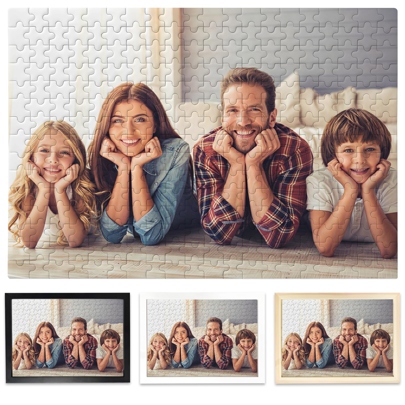 Personalised Jigsaw Puzzles for Adults 300/200/70/35 Pieces,Wooden Custom Puzzle with Frame,Customize Your Photo Jigsaw,Personalised Puzzle Gift for Family,Pet,Graduation,Wedding,Birthday Gift