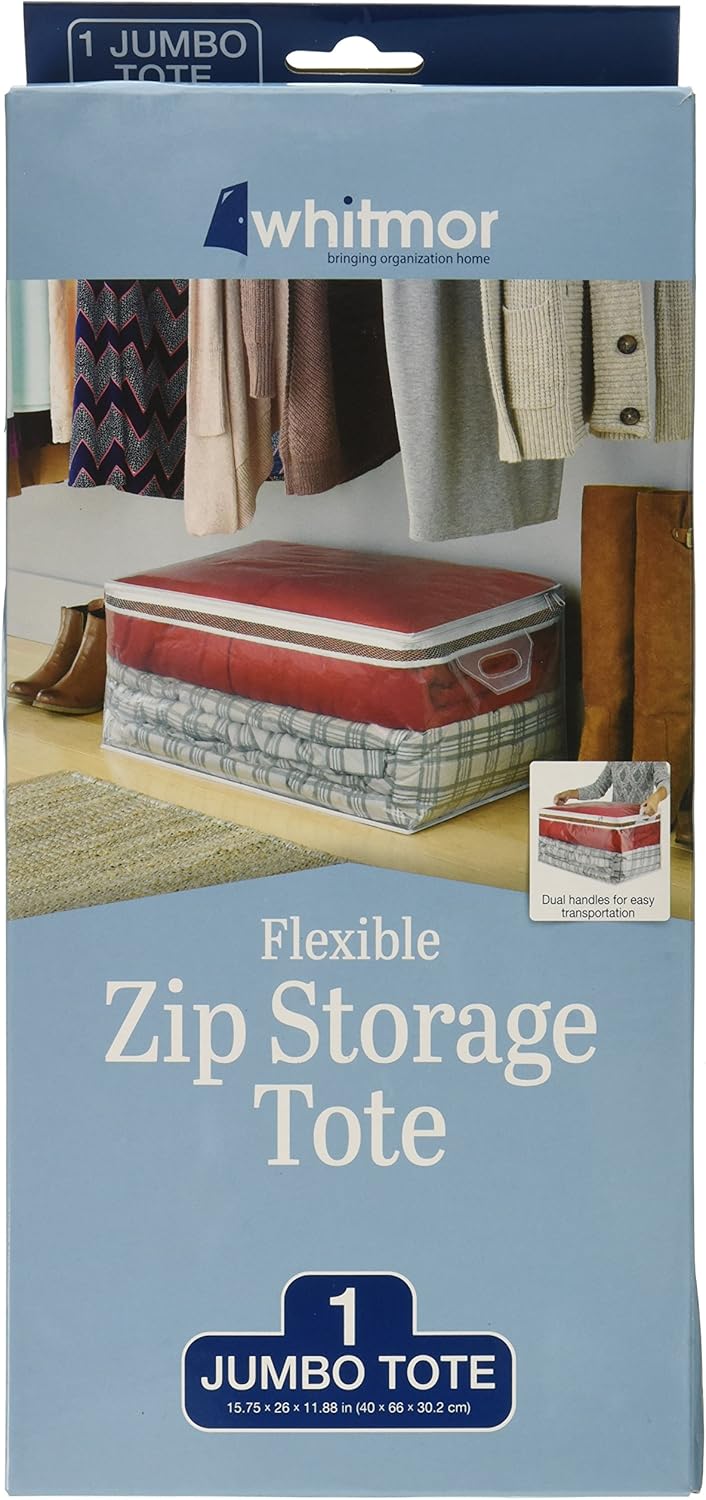 Whitmor Flexible Zip Storage Tote Jumbo : Home & Kitchen