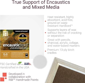 Ampersand Art Supply Museum Series Encausticbord | 16x16 | 1-1/2 Cradled Profile | Encaustic Painting & Mixed Media Artist Panel | Velvety Drawing Surface