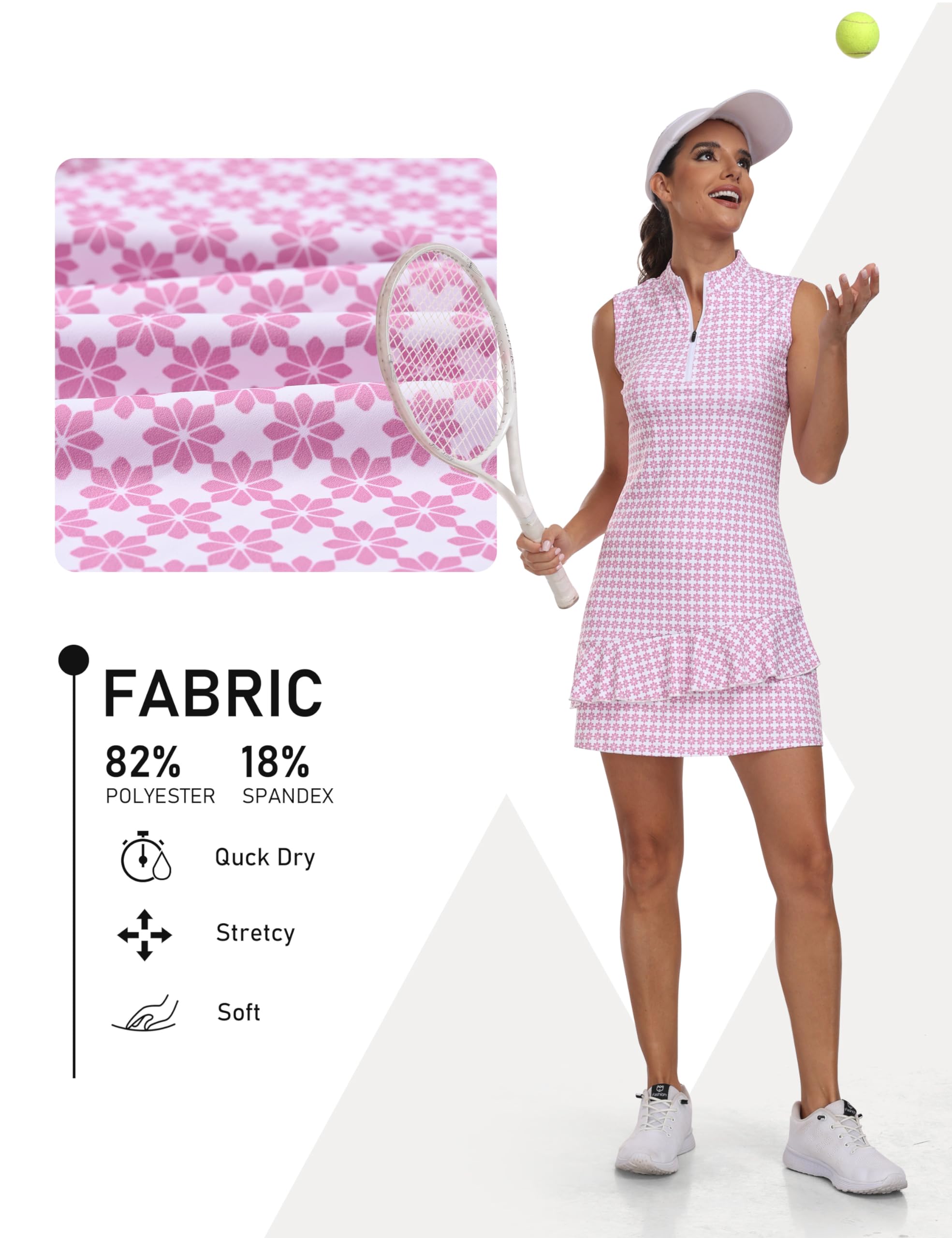 MoFiz Robe Golf Femme Polo sans Manche Robe Tennis Sport Respirant Dress pour Été