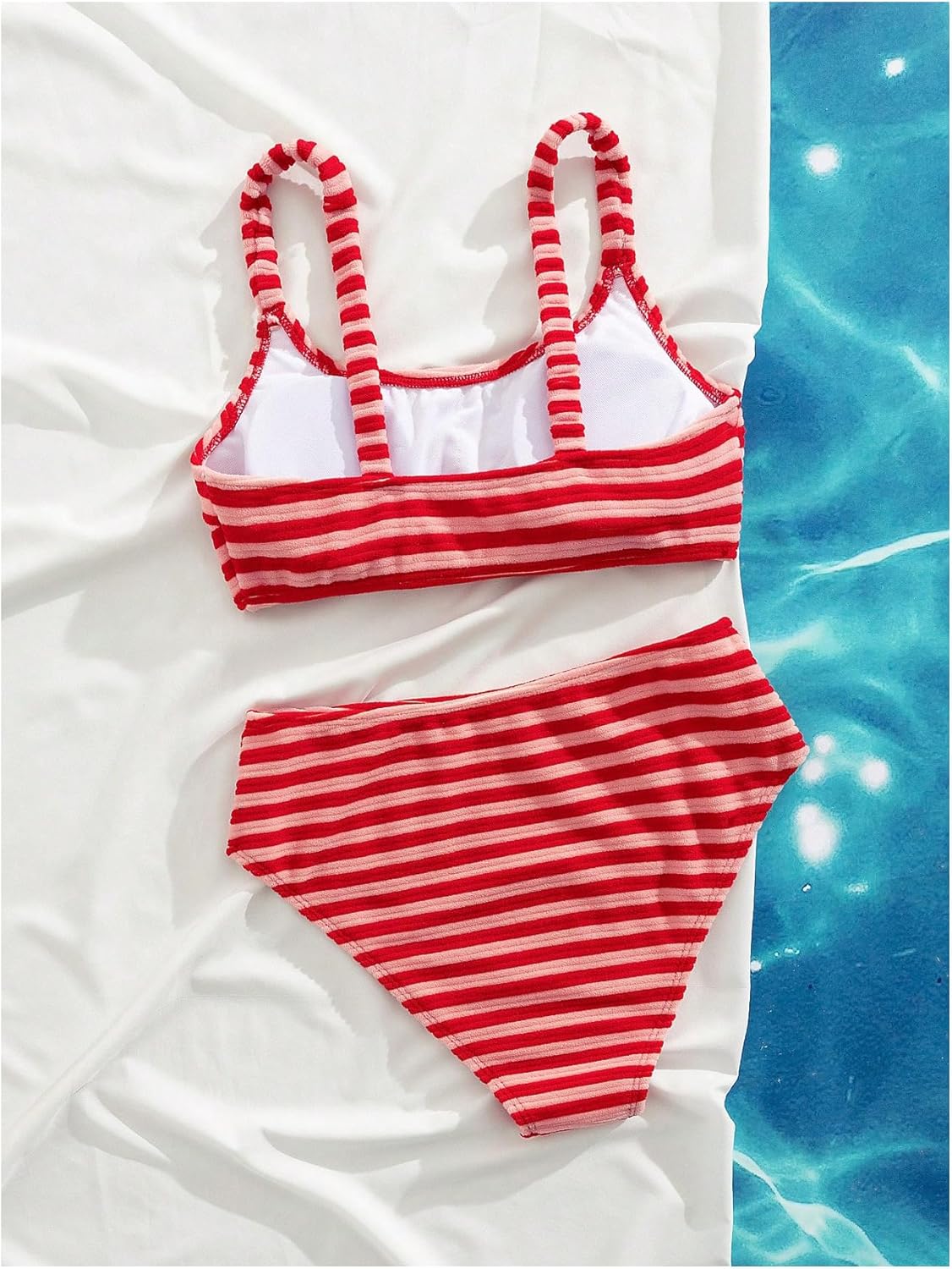 SOLY HUX Women's Striped Swimsuits Two Piece Bathing Suit Cute High Waisted Bikini Set - Image 3
