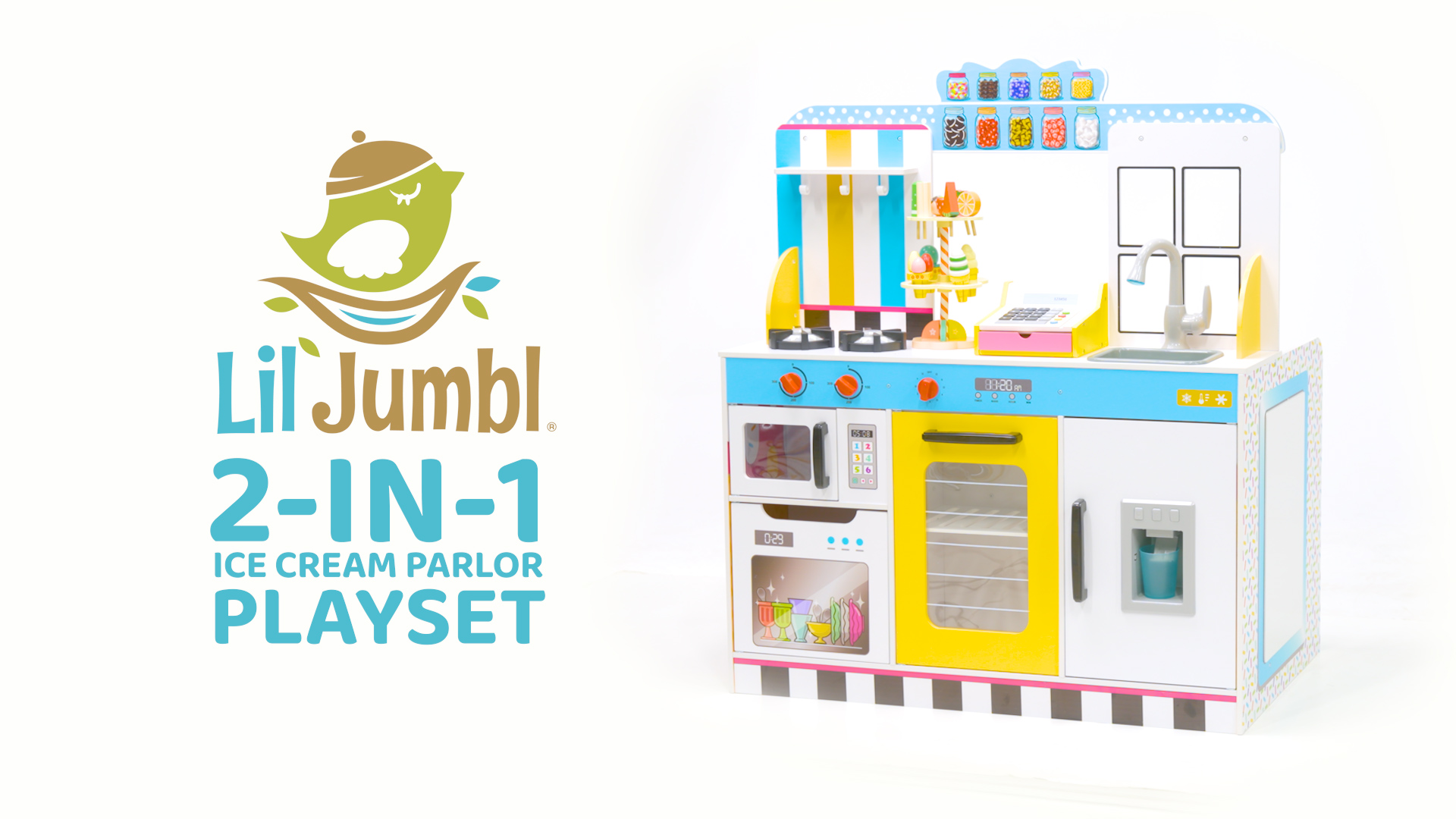 Amazon.com: Lil' Jumbl Wooden Double-Sided Ice Cream Parlor