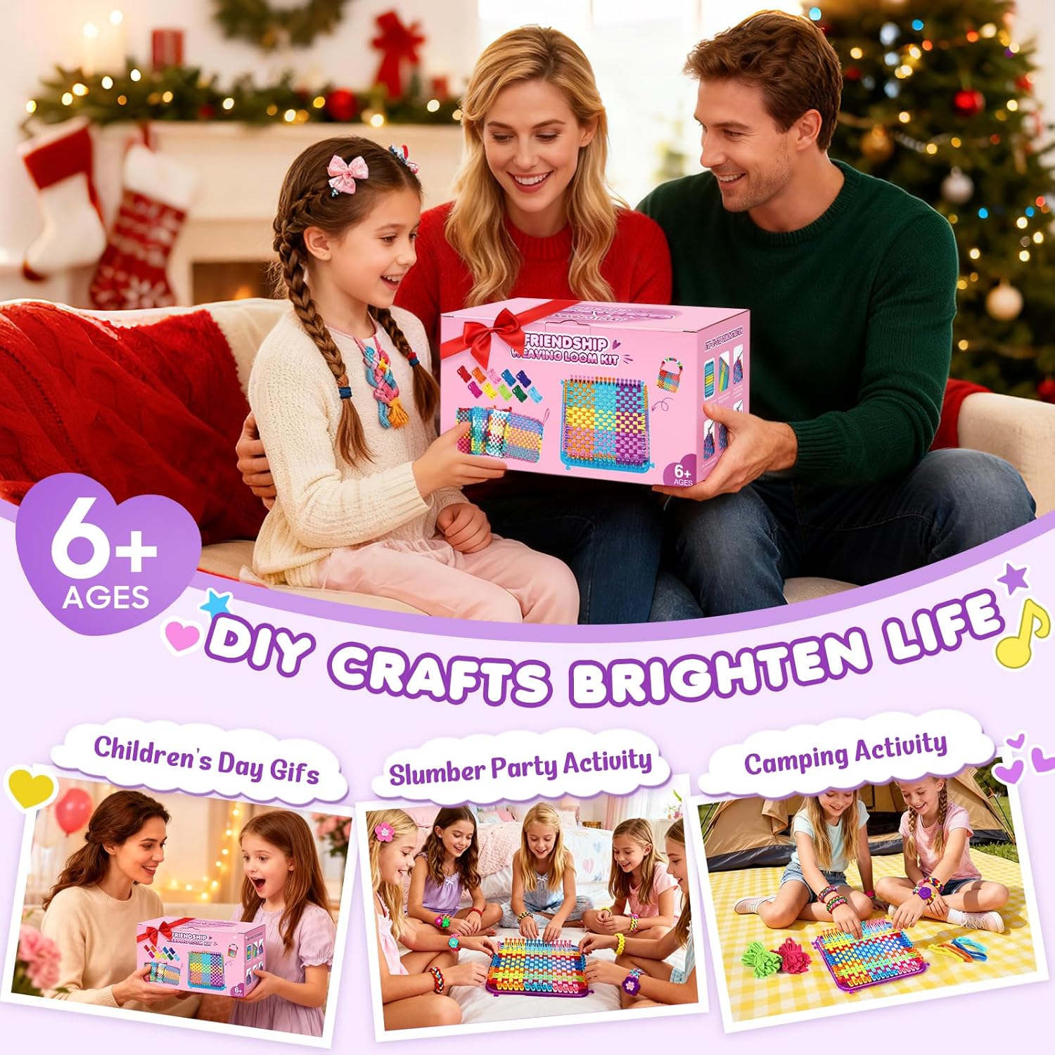 478 Pcs Weaving Loom Kit with Portable Case, Perfect for Making Handbags, Potholder Maker, Bracelet for DIY Crafters & Makers, Complete Craft Kit with Hooks, Gift for Christmas, Birthday, Purple - Image 7