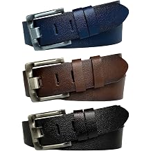 100% Genuine Leather 3-Piece Wide Tongue Set Black, Navy Blue, Brown 4.5 cm Jeans, Sports Belt; 3-Part-Wide-old-siy.laci-coffee