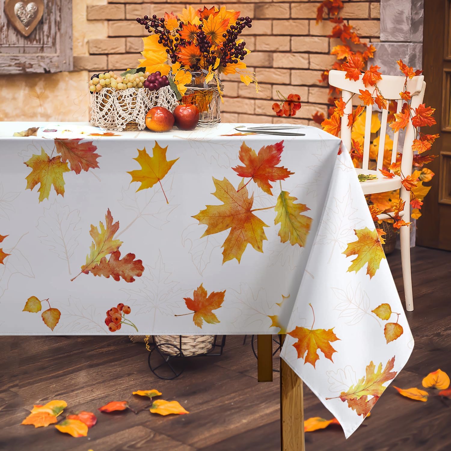 Volatumy Fall Tablecloth Autumn Maple Leaves Table Cloth