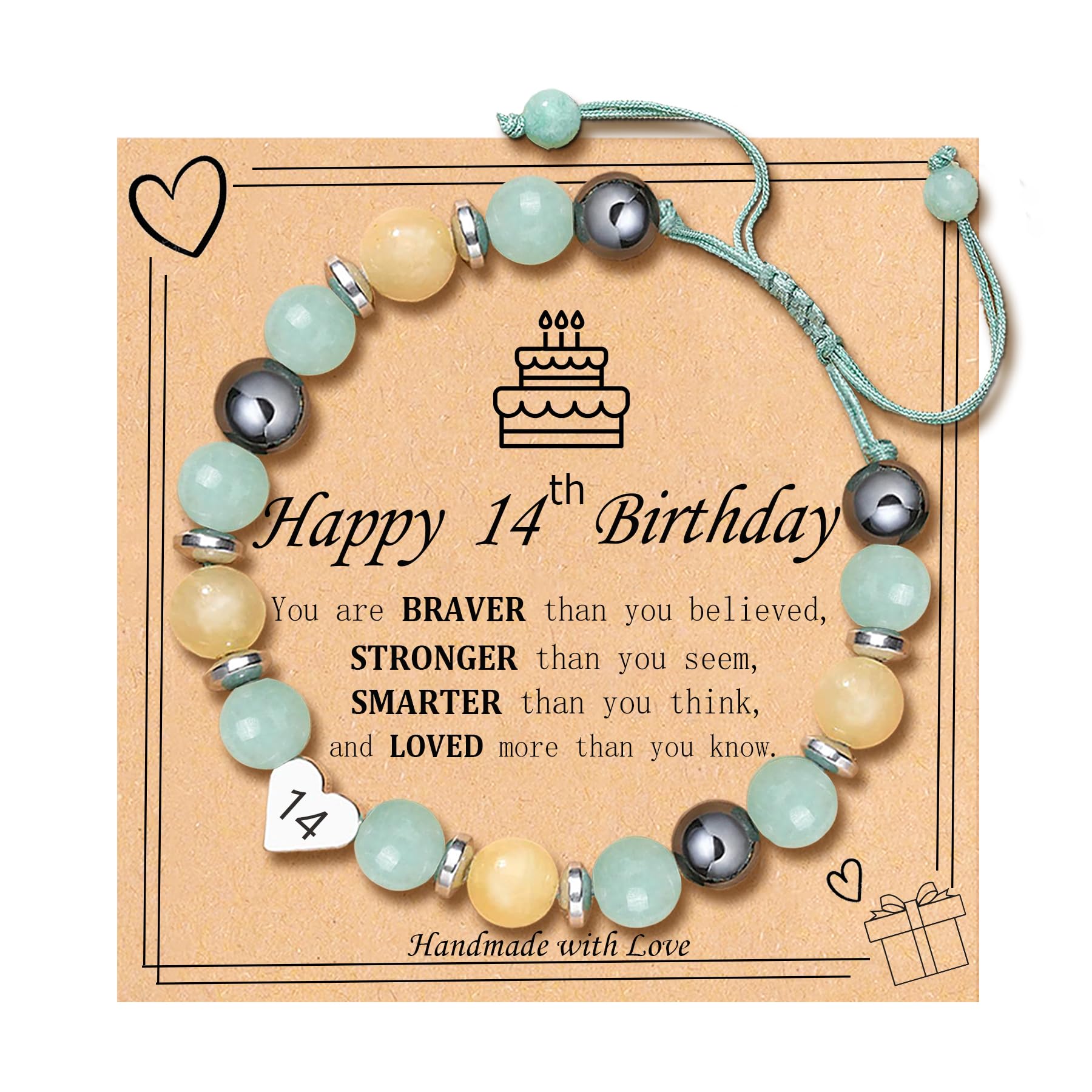 ZEZHOMCHI Happy Birthday Gifts for Women, Natural Stone Beaded Charm Bracelet Christmas Gift for Daughter Granddaughter Niece