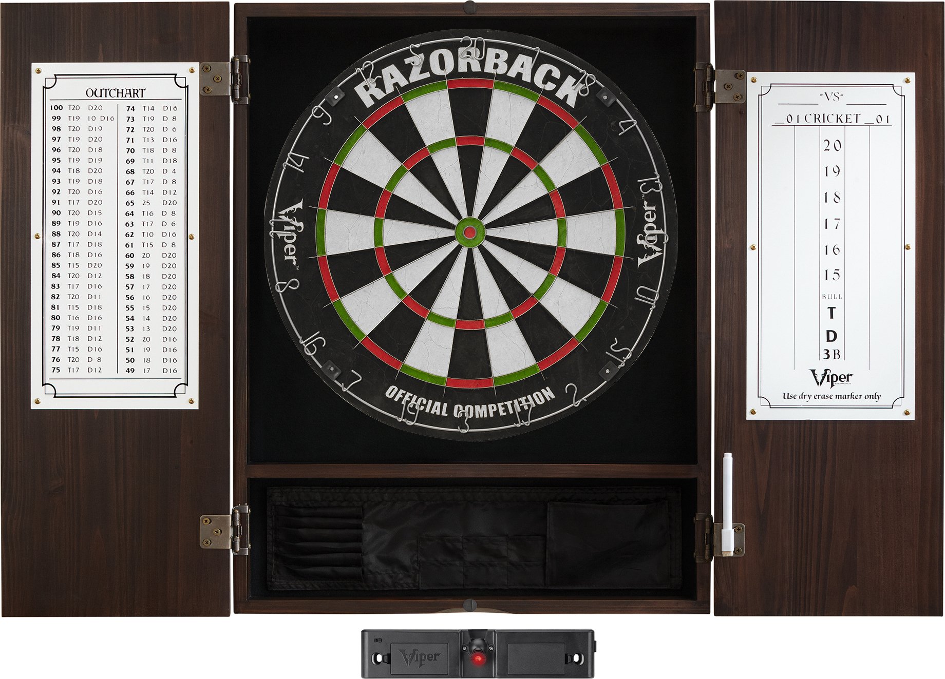 Viper Metropolitan Solid Wood Cabinet & Sisal/Bristle Dartboard Play-Ready Bundle