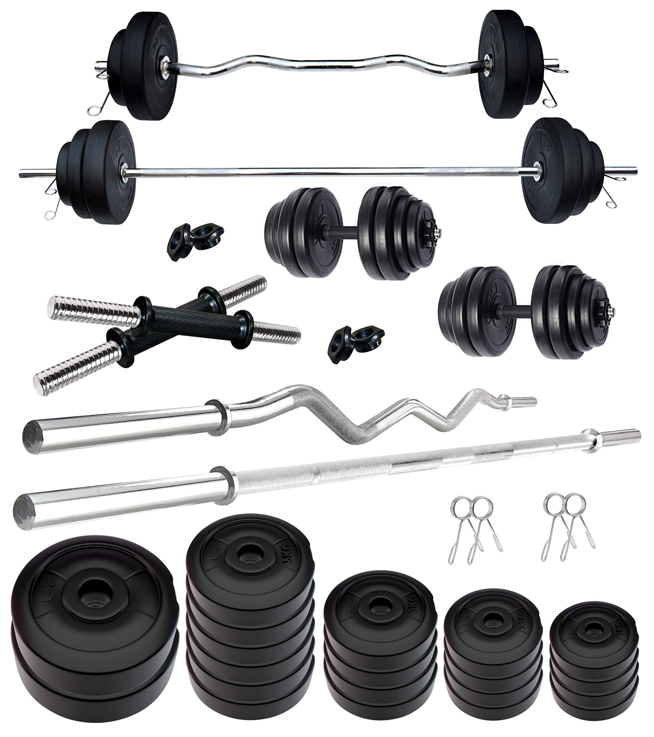 Kore PVC 80 Kg Home Gym Set with One 4 ft Plain, One 3 ft Curl Rod and One Pair Dumbbell Rods (Multicolour) (B08WHX84H4) Amazon Price History, Amazon Price Tracker