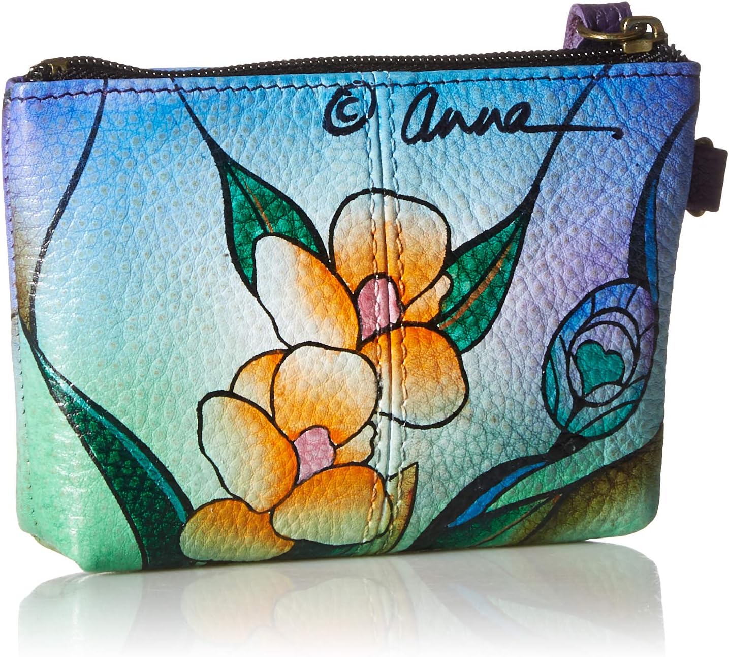 Anna by Anuschka Women's Hand Painted Leather Coin Pouch Purse - Image 3