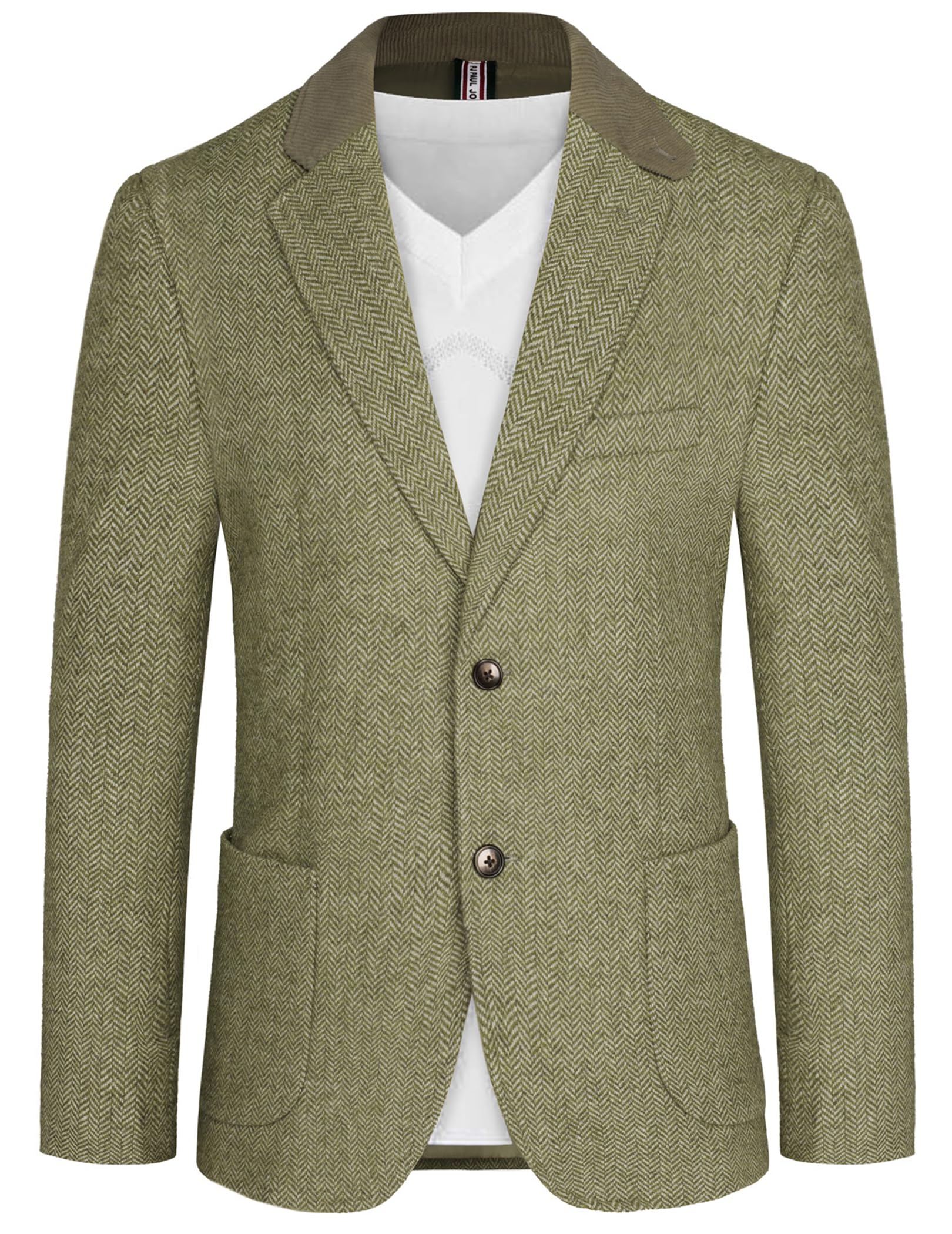 PJ PAUL JONES Mens Herringbone Blazer Vintage Tweed Wool Blend Sport Coat Jacket