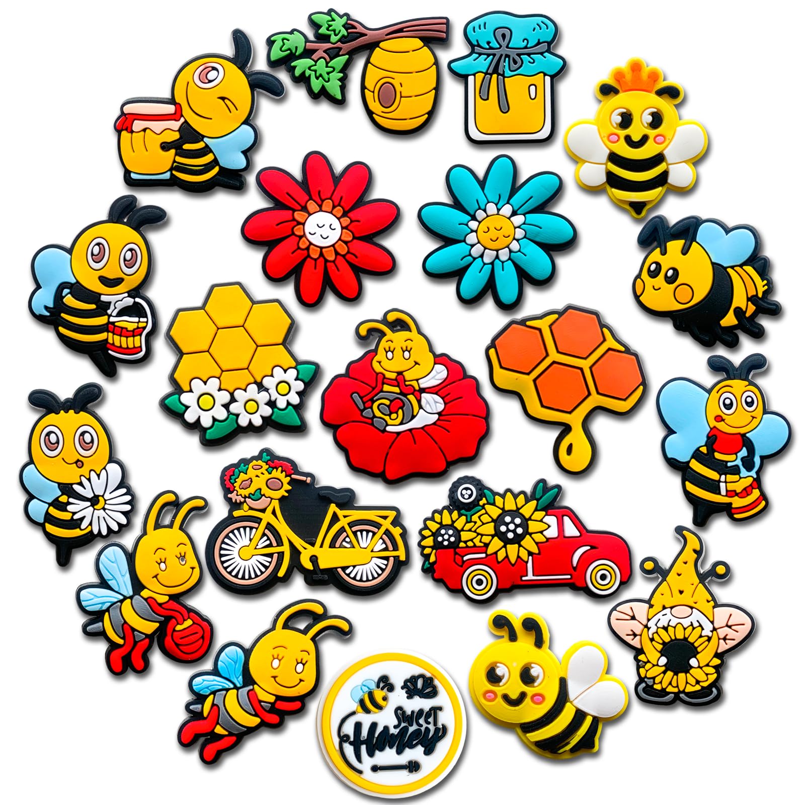 Zanerolan 20PCS Bee Shoe Decoration Charms for Clog, Honey Bumble Charms Accessories