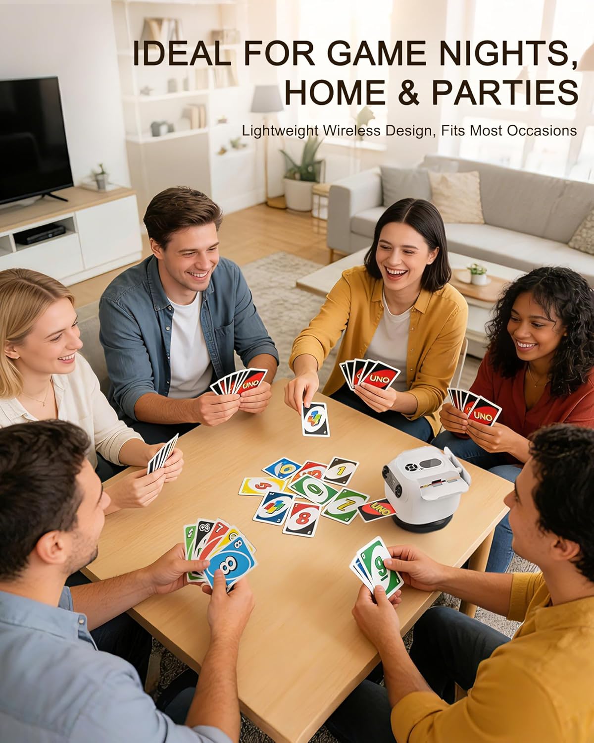 Automatic Card Shuffler and Dealer Machine - 2 In 1 Auto Uno Playing Cards Shuffle for 1 2 Deck, Rechargeable Casino Poker Shuffletron & Dispenser for Family Game Nights, Blackjack, Skip-Bo, Phase 10