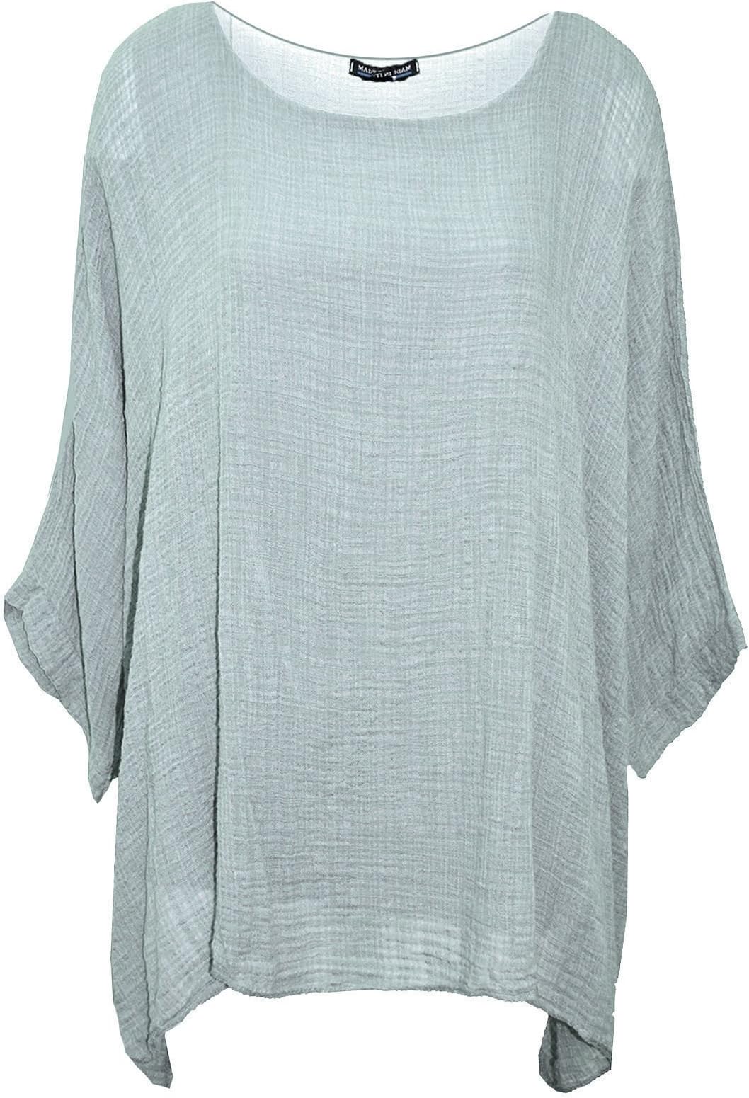 Elegant VapsNew Ladies Top Womens Plus Size Italian Plain Dress Loose Fit Batwing Lagenlook Kimono Top (12, Grey)