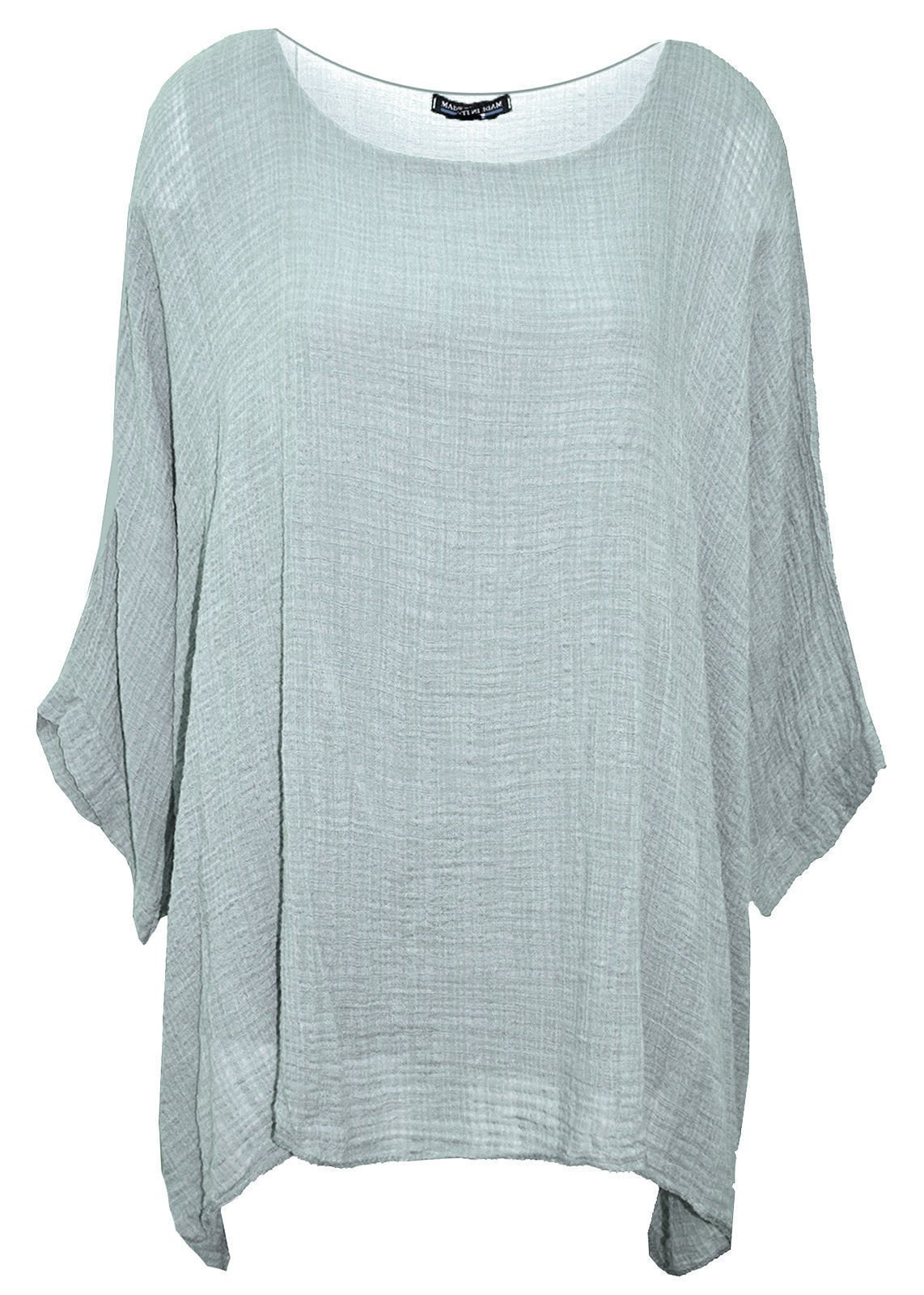 Elegant VapsNew Ladies Top Womens Plus Size Italian Plain Dress Loose Fit Batwing Lagenlook Kimono Top (12, Grey)