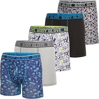 Body Glove Boys Boxer Briefs Pack of 4, 5 or 6 Comfortable and Durable Underwear