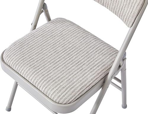 Miniatura 7 de Paquete de 2 sillas plegables con cojín acolchado de tela y respaldo, sillas de metal de grado comercial con cómodo cojín de tela suave para el Tela