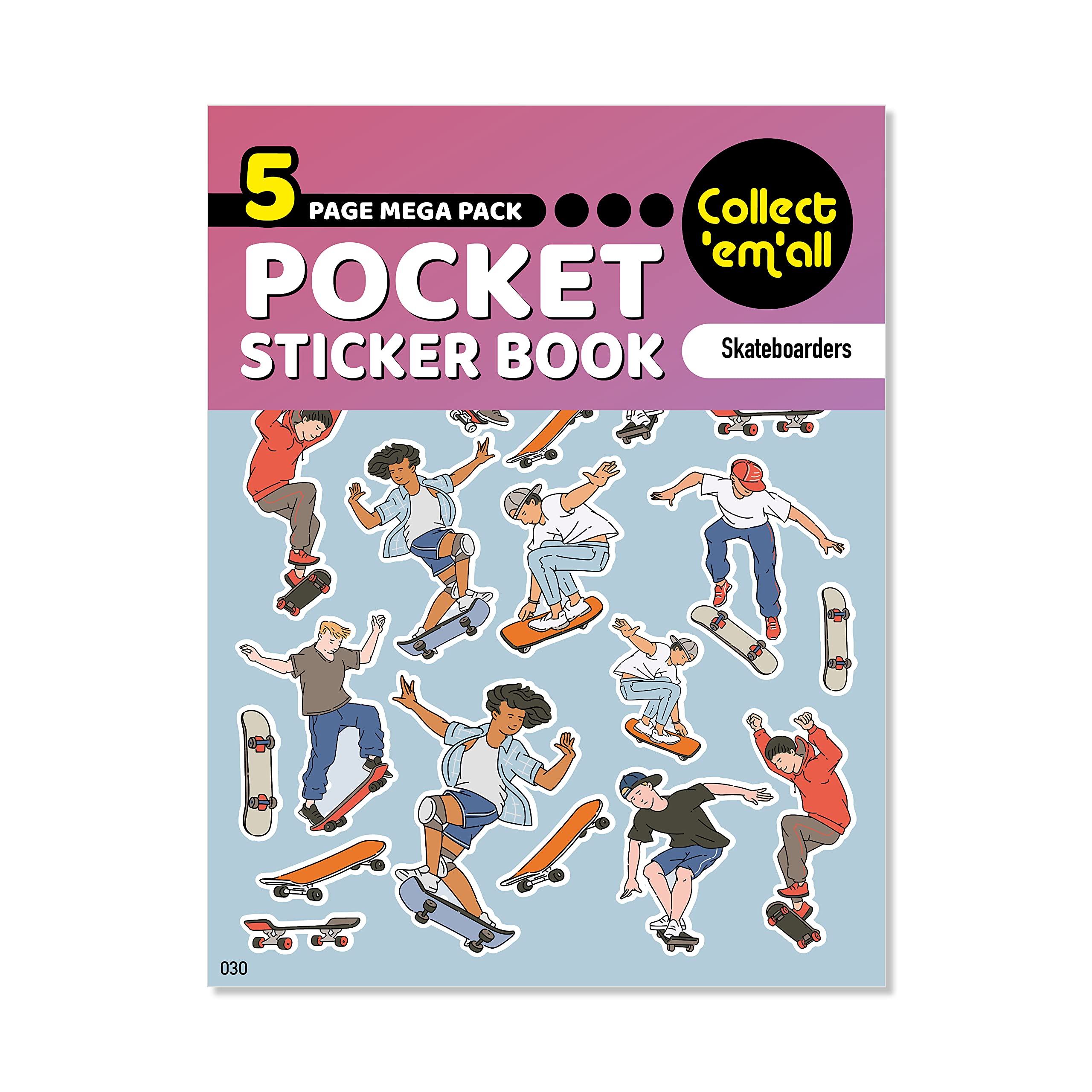 Lds Landlord Direct Supplies Multi-Color Pocket Sticker Book (5 Pages) - 64 Mega Packs To Collect Coloured Stickers For Kids - Skateboarders