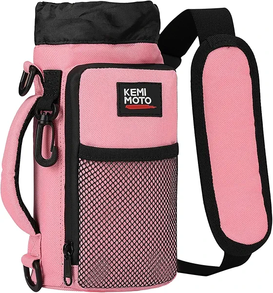 KEMIMOTO Water Bottle Holder Bag, Water Bottle Carrier with Adjustable Shoulder Strap, Water Bottle Pouch Holder for Hiking, Camping, Fishing, Compatible with YETI STANLEY SLM 32 oz, 40 oz, 64 oz