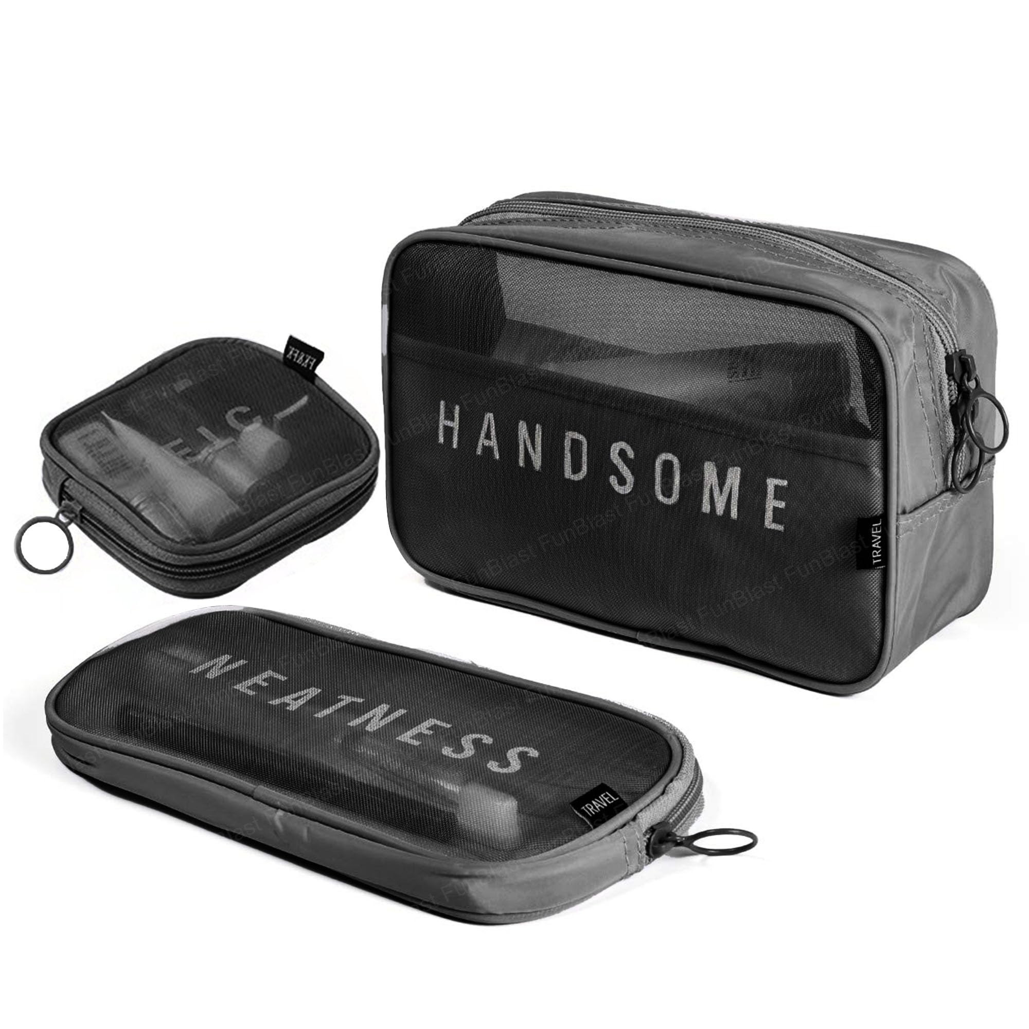 Nylon 3 Pcs Cosmetic Pouch Case - Travel Mesh Makeup Bags, Transparent Washbag Pouch, Makeup Pouch For Women Cosmetic Organizer Bag, Portable Toiletry Storage Bag Pouch For Girls, (Black)-image-14