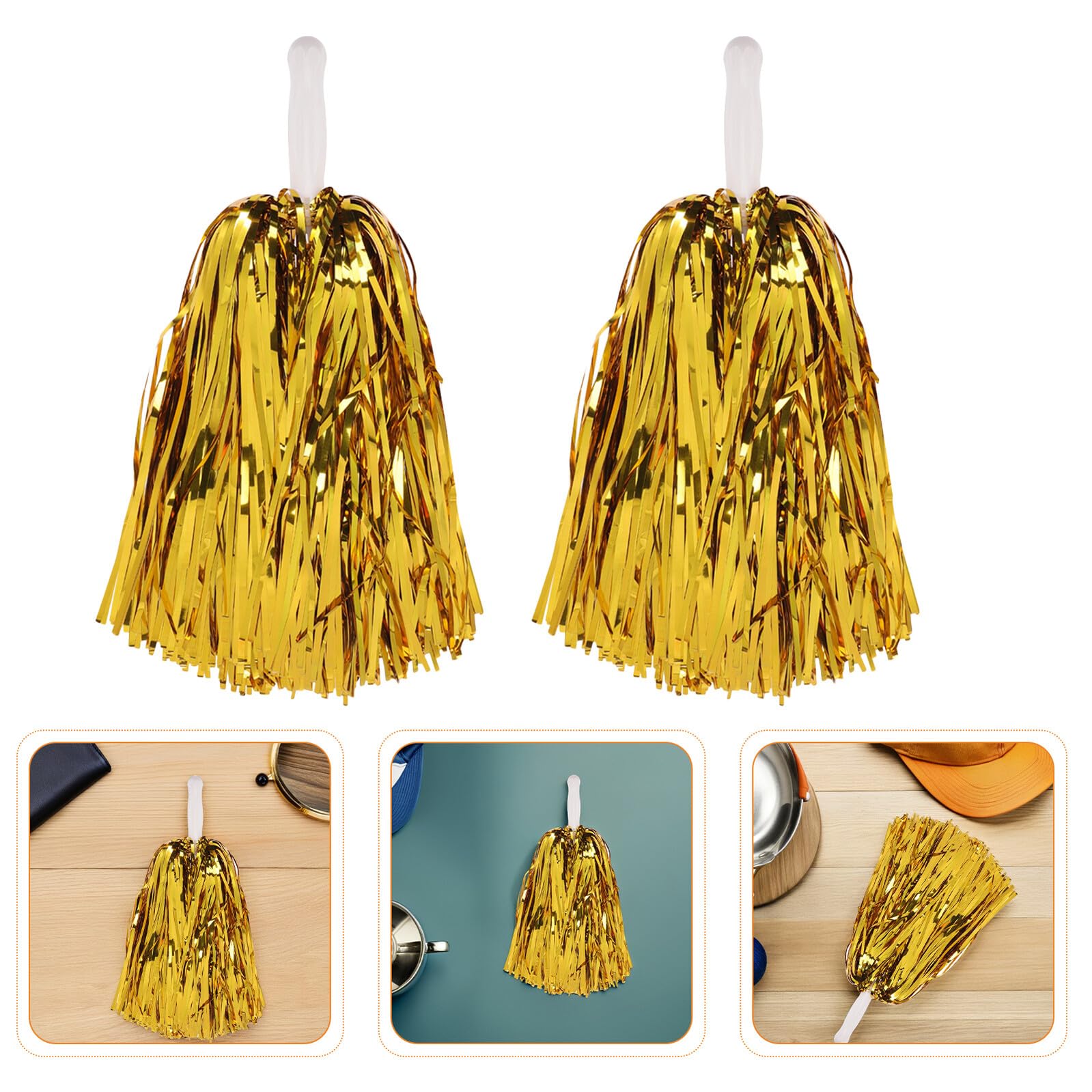 Alipis 24 Pompones Metálicos para Animadoras con Mango Corto 25 Gramos Color Dorado Accesorios para Porristas y Equipos Deportivos Ideales para Fiestas Baile y Animación Deportiva — view 7