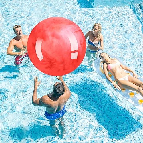 Miniatura 6 de Meooeck 4 Pcs Inflatable Marbleized Big Bouncy Balls Large Rubber Ball Giant Inflatable Ball Inflatable Kickball Giant Beach Balls for Kids and Adult