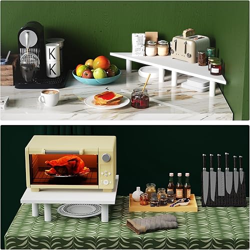 Miniatura 4 de Paquete de 2 soportes para monitor de esquina blanca, triángulocuadrado ajustable, estante de escritorio universal de 27 pulgadas para computadora,