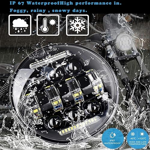 Miniatura 7 de FOCCAR Motorcycle Headlight For Chopper Bobber Cafe Racer 35w 35Quot Motorcycle Headlight Headlamp Silverwhite