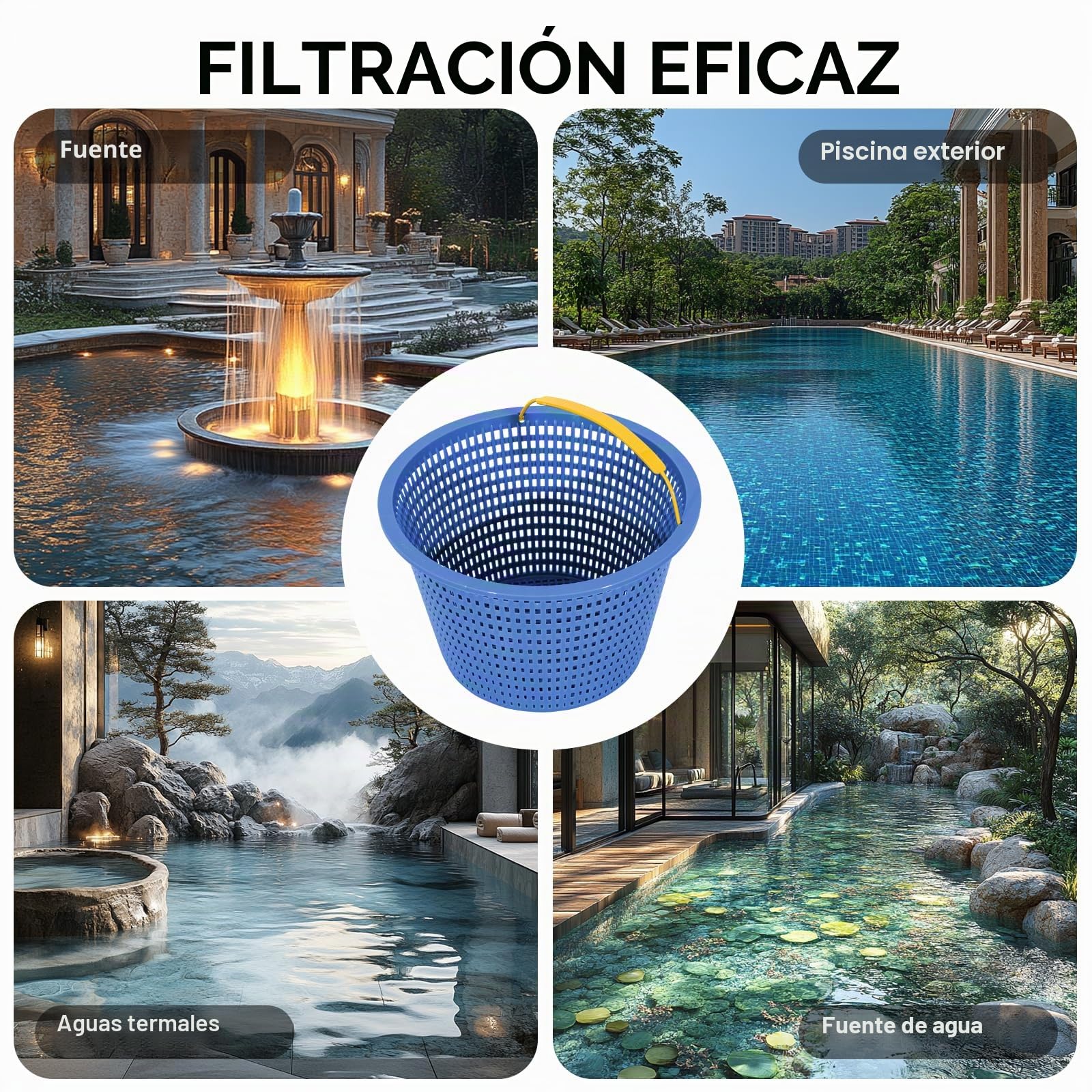 POOLAZA Reemplazo de cesta de skimmer de piscina para piscina enterrada (Set de 3) - Elimine hojas y escombros - 20,5 cm arriba, 14 cm abajo, 13 cm de profundidad