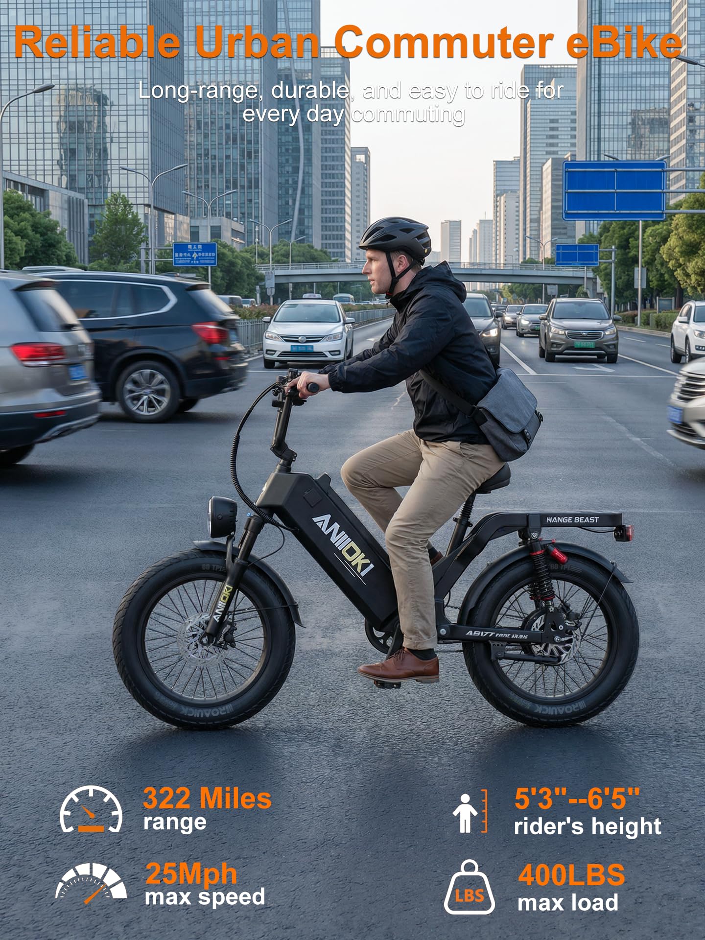 AQ177 Pro Max Bicicletta Elettrica per Adulti, Autonomia Oltre 300 KM, Velocità 25 KM/H, Bici Elettrica con Pneumatici Grassi 20"
