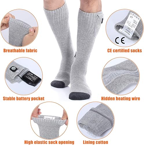 Miniatura 3 de Calcetines térmicos para hombres y mujeres, calcetines eléctricos con batería recargable de 7.4 V 2200 mAh, calentadores de pies para deportes de